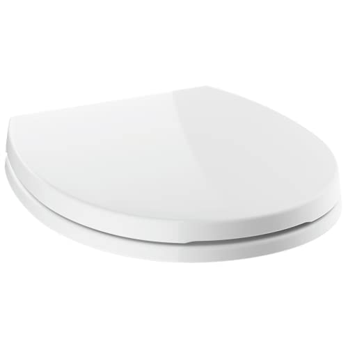 DELTA -FAUCET Morgan Round Front Slow-Close White Toilet Seat with Non-Slip Seat Bumpers, White 801903-WH