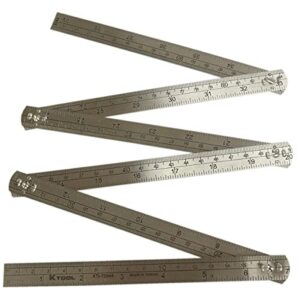 k tool international 72644 3' folding steel ruler for garages for repair shops and diy, stainless steel, etched sae and metric measurements, 6" folding joints, 15mm w x .06mm