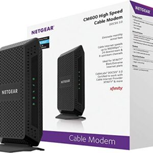 NETGEAR Cable Modem CM600 - Compatible with Cable Providers Including Xfinity by Comcast, Spectrum, Cox | for Cable Plans Up to 400 Mbps | DOCSIS 3.0 | 24x8