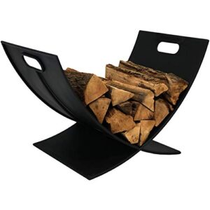 sunnydaze 30-inch firewood log rack - indoor/outdoor heavy-duty black powder coated steel construction