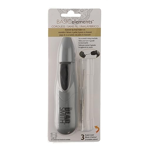 The Beadsmith Motorized Bead Reamer – Cordless: 2 AA Batteries – Included 3 Diamond Points – Use on Glass, Ceramic or Stone – Tools for Opening & Enlarging Holes & Softening & Smoothing Rough Edges