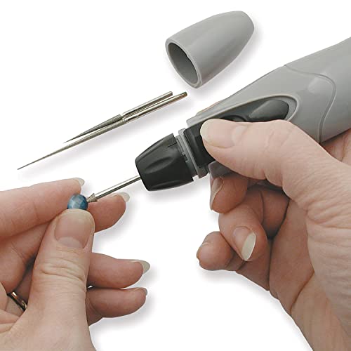 The Beadsmith Motorized Bead Reamer – Cordless: 2 AA Batteries – Included 3 Diamond Points – Use on Glass, Ceramic or Stone – Tools for Opening & Enlarging Holes & Softening & Smoothing Rough Edges