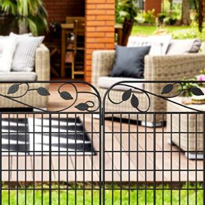 Amagabeli 2 Pack Decorative Garden Fence Border 36in(L)x44in(H) Animal Barrier Dogs Rustproof Landscape Wrought Iron Fencing Gate Folding Patio Flower Bed Black ET043