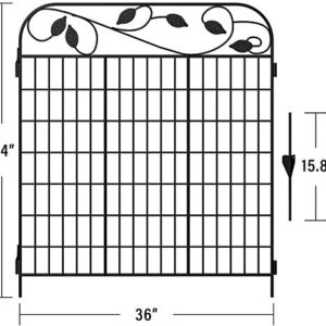 Amagabeli 2 Pack Decorative Garden Fence Border 36in(L)x44in(H) Animal Barrier Dogs Rustproof Landscape Wrought Iron Fencing Gate Folding Patio Flower Bed Black ET043