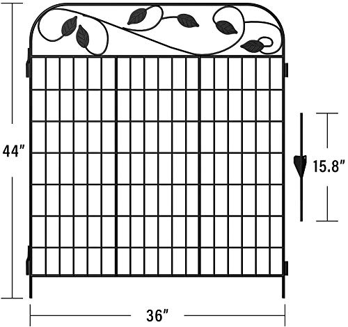 Amagabeli 2 Pack Decorative Garden Fence Border 36in(L)x44in(H) Animal Barrier Dogs Rustproof Landscape Wrought Iron Fencing Gate Folding Patio Flower Bed Black ET043