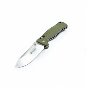 ganzo g720-gr tactical folding knife window breaker 440c blade army green g10 handle w/paper box & draw string bag g720