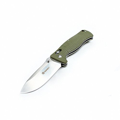 Ganzo G720-GR Tactical Folding Knife Window Breaker 440C Blade Army Green G10 Handle w/Paper Box & Draw String Bag G720