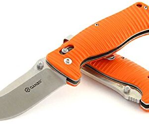 Ganzo G720-OR Tactical Pocket Folding Knife 440C Stainless Steel Blade G10 Anti-Slip Handle with Clip Fishing Hunting Outdoor Folder EDC Pocket Knife (Orange)