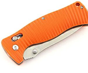 Ganzo G720-OR Tactical Pocket Folding Knife 440C Stainless Steel Blade G10 Anti-Slip Handle with Clip Fishing Hunting Outdoor Folder EDC Pocket Knife (Orange)