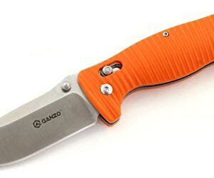 Ganzo G720-OR Tactical Pocket Folding Knife 440C Stainless Steel Blade G10 Anti-Slip Handle with Clip Fishing Hunting Outdoor Folder EDC Pocket Knife (Orange)