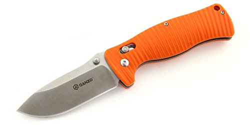 Ganzo G720-OR Tactical Pocket Folding Knife 440C Stainless Steel Blade G10 Anti-Slip Handle with Clip Fishing Hunting Outdoor Folder EDC Pocket Knife (Orange)