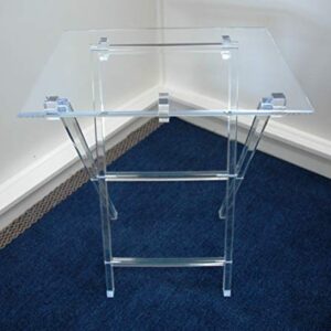 Clear Acrylic Lucite Plexiglass Set of 2 Folding TV Snack Trays with Stand