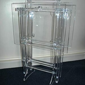 Clear Acrylic Lucite Plexiglass Set of 2 Folding TV Snack Trays with Stand