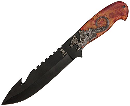 Wartech HBS09GD Buckshot Fantasy Hunting Knife with Dragon Handle, 11"