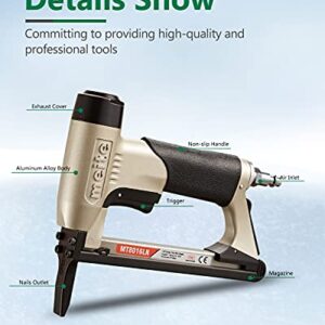 meite MT8016LN Pneumatic Upholstery Stapler 21 Gauge 80 Series 1/2-Inch Crown 1/4" to 5/8" Length Air Fine Wire Stapler Gun with Long Nose