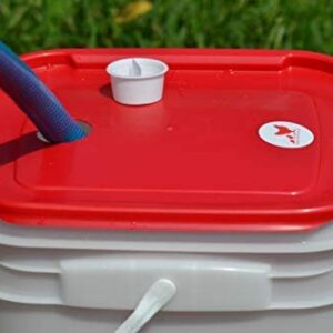 RentACoop 5 Gallon Chicken BPA-Free Plastic Bucket Waterer Set with 4 Horizontal Nipples - Corner Placement