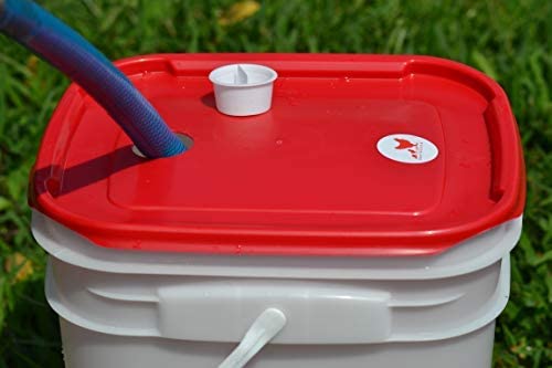 RentACoop 5 Gallon Chicken BPA-Free Plastic Bucket Waterer Set with 4 Horizontal Nipples - Corner Placement