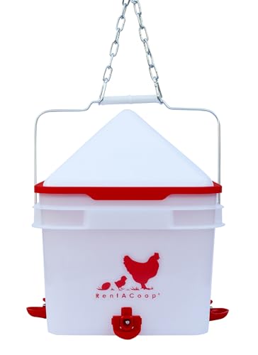 RentACoop 2 Gallon Chicken BPA-Free Plastic Bucket Waterer Set with 4 Horizontal Nipples - Center Placement