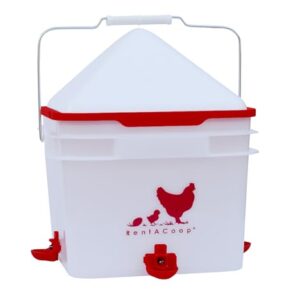 RentACoop 2 Gallon Chicken BPA-Free Plastic Bucket Waterer Set with 4 Horizontal Nipples - Center Placement