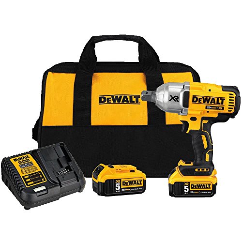 DEWALT 20V MAX* XR 3/4" Impact Wrench, Cordless, Hog Ring, with 2 Batteries and Charger, 5Ah (DCF897P2)