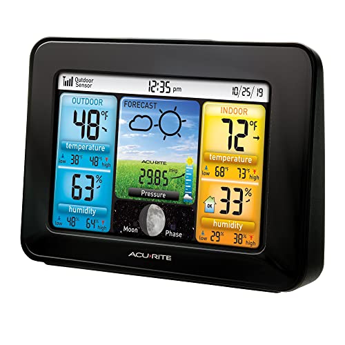 AcuRite Home Weather Station with Color Indoor Weather Station Display and Indoor Outdoor Thermometer, Wireless Outdoor Temperature Thermometer Sensor (02077)