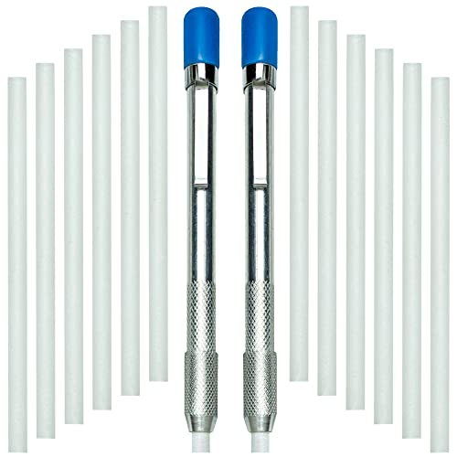 ALLY Tools Two Round Soapstone Holder with 14 Welding Quality Round Soapstone Pens Refills for Welders - Perfect for Making Removable Markings on Steel, Aluminum, and Cast Iron