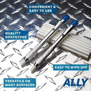 ALLY Tools Two Round Soapstone Holder with 14 Welding Quality Round Soapstone Pens Refills for Welders - Perfect for Making Removable Markings on Steel, Aluminum, and Cast Iron