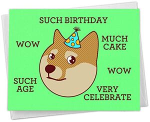 funny doge shiba inu birthday card -"such birthday"