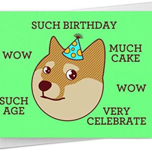 Funny Doge Shiba Inu Birthday Card -"Such Birthday"