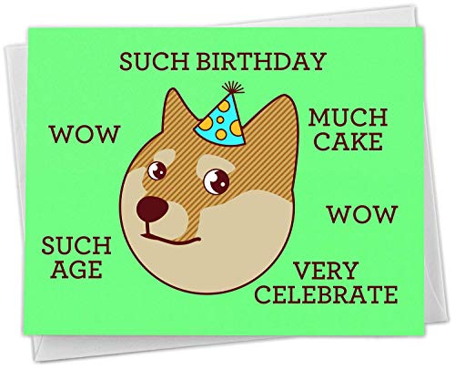 Funny Doge Shiba Inu Birthday Card -"Such Birthday"