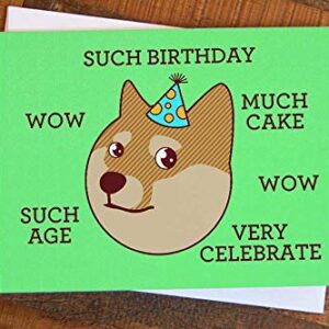 Funny Doge Shiba Inu Birthday Card -"Such Birthday"