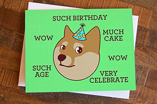 Funny Doge Shiba Inu Birthday Card -"Such Birthday"