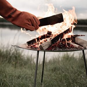 Petromax Campfire Griddle and Fire Bowl, Steel with 3 Removable Legs for Outdoor Campfire Cooking, Grilling and Frying or Build Fire Directly in Bowl, 22"