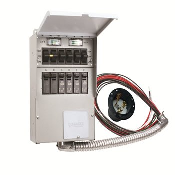 A506A Pro/Tran2 50-Amp 6-Circuit 2 Manual Transfer Switch with Optional Power Inlet