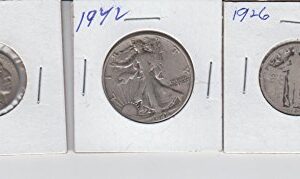 3- Old Vintage Coins- Walking Liberty Silver Half dollar, Standing Liberty Silver Quarter and a Buffalo Nickel-Dates Varie Good