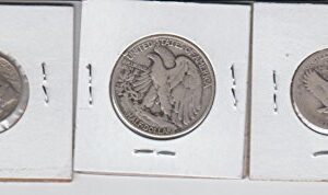 3- Old Vintage Coins- Walking Liberty Silver Half dollar, Standing Liberty Silver Quarter and a Buffalo Nickel-Dates Varie Good