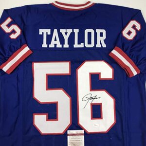 autographed/signed lawrence taylor new york blue football jersey jsa coa