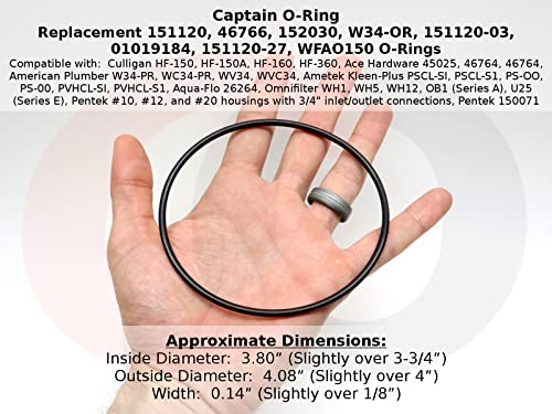 Captain O-Ring - Replacement 151120 O-Ring compatible with Pentek Water Filter Housing (3 Pack) [also called 152030, W34-OR, WFAO150, etc)