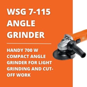Fein Corded Compact Angle Grinder with 4-1/2" Grinding Wheel and 5-8/11" Mounting Thread - Solid Metal Drive Head, 420 W Output, 12,500 RPM - WSG 7-115/72219760120
