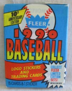 1990 fleer baseball cards - unopened pack of 10th anniversary cards (free shipping)