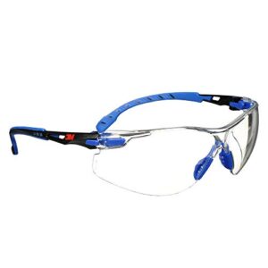 3m safety glasses solus 1000 series ansi z87 scotchgard anti-fog clear lens low profile blue/black frame