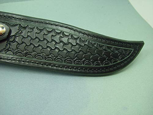 Custom knife sheath for the buck 120 knife. The sheath is made out of 10 ounce water buffalo hide leather. The water buffalo leather is soft pliable and durable. The sheath is a right hand carry with a belt loop that will take up to a 3 inch belt. The she