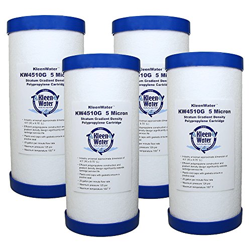 KleenWater KW4510G Meltblown Dirt Rust and Sediment Water Filter Replacement Cartridges, Set of 4