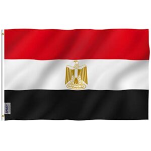 anley fly breeze 3x5 foot egypt flag - vivid color and fade proof - canvas header and double stitched - egyptian flags polyester with brass grommets 3 x 5 ft