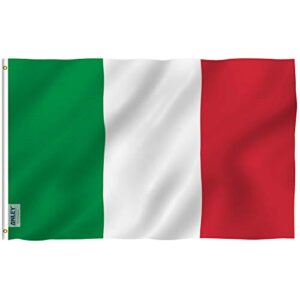 anley fly breeze 3x5 foot italy flag - vivid color and fade proof - canvas header and double stitched - italian flags polyester with brass grommets 3 x 5 ft