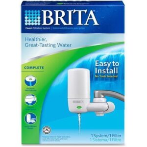 brita water filtration system, faucet mount, led, blue/white (42201)