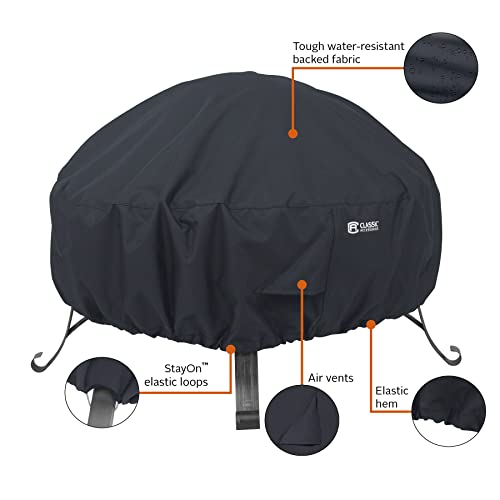 Classic Accessories Water-Resistant 30 Inch Round Fire Pit Cover, Patio Furniture Covers