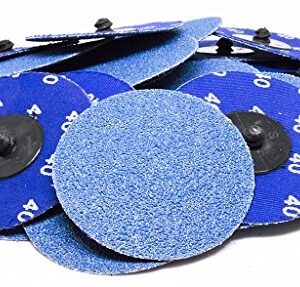 Benchmark Abrasives 3" Quick Change Zirconia Sanding Discs with a Male R-Type Backing Surface Finish Grind Polish Burr Rust Paint Removal Use with Die Grinder (25 Pack) - 40 Grit