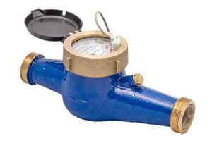 prm 1-1/4 inch npt multi jet water meter with pulse output, brass body - not for potable water