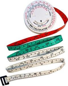 bmi tape measure, measuring tape for body and body mass index color calculator retractable measuring tape 150cm/60inches for body